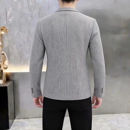 Autumn Winter Suit Jacket Men's Korean Slim Fit Striped Casual Blazers Wedding Business Streetwear Social Dress Jackets 2026