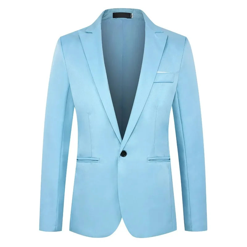 KIDWHXR Man Suit Jacket Slim Solid Single-breasted Suits Coats Men Long Sleeve Formal Business Party Wedding Blazer for Male