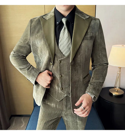 Men's Slim Fit 3-Piece Suit – Smart Casual & Wedding Formal Set