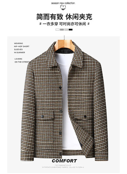 Large Size Men's Casual Jacket Lapel Shirt Handsome Spring Autumn Plus Fat Trendy Brand Loose Top for Youth