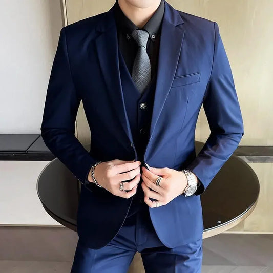Men's 3-Piece Formal Suit – Single Breasted, Straight Fit, Business & Wedding Style