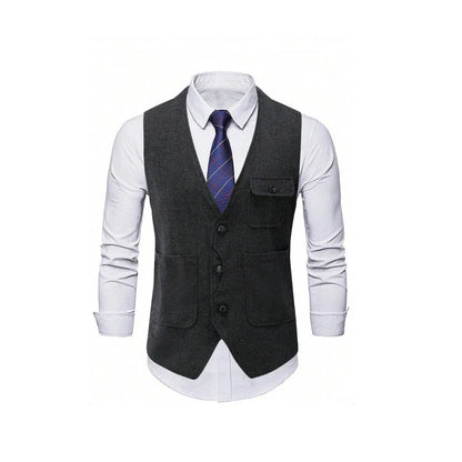 Men's Suit Vest Single Breasted Herringbone Smart Casual Wedding Business Waistcoat