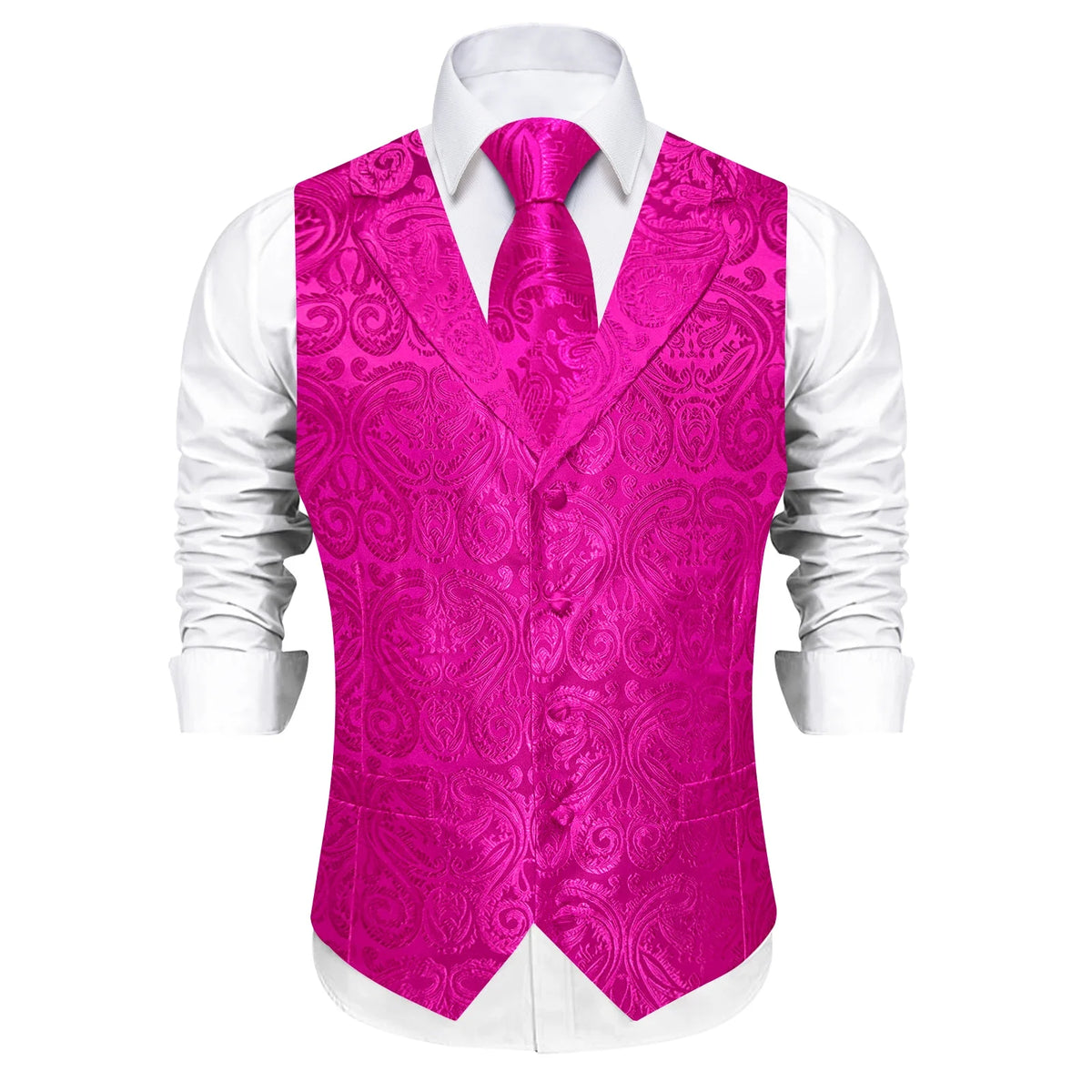 Men's Suit Vest & Tie Set – Paisley Jacquard Waistcoat for Weddings and Formal Occasions