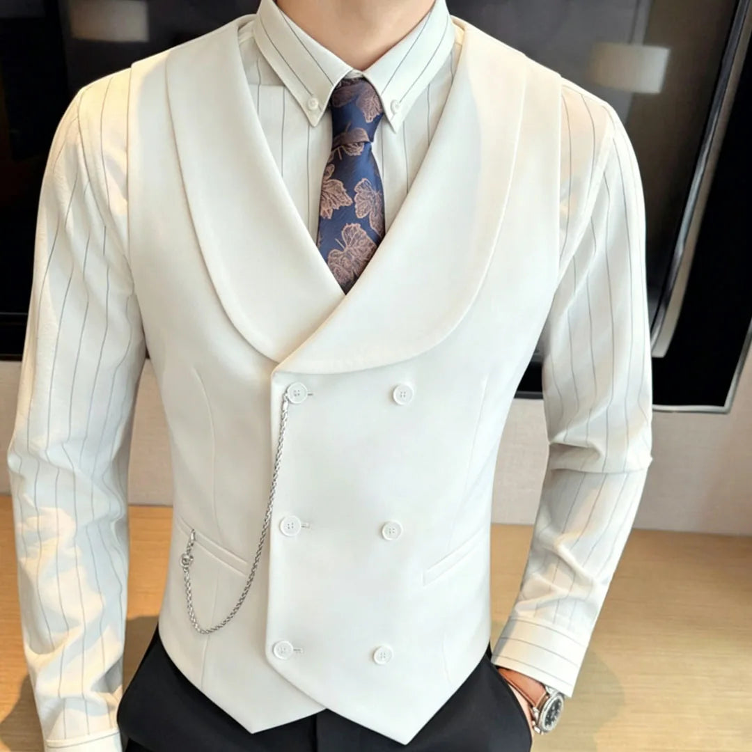 Men's Double Breasted Vest – Formal Lapel Waistcoat for Weddings & Events
