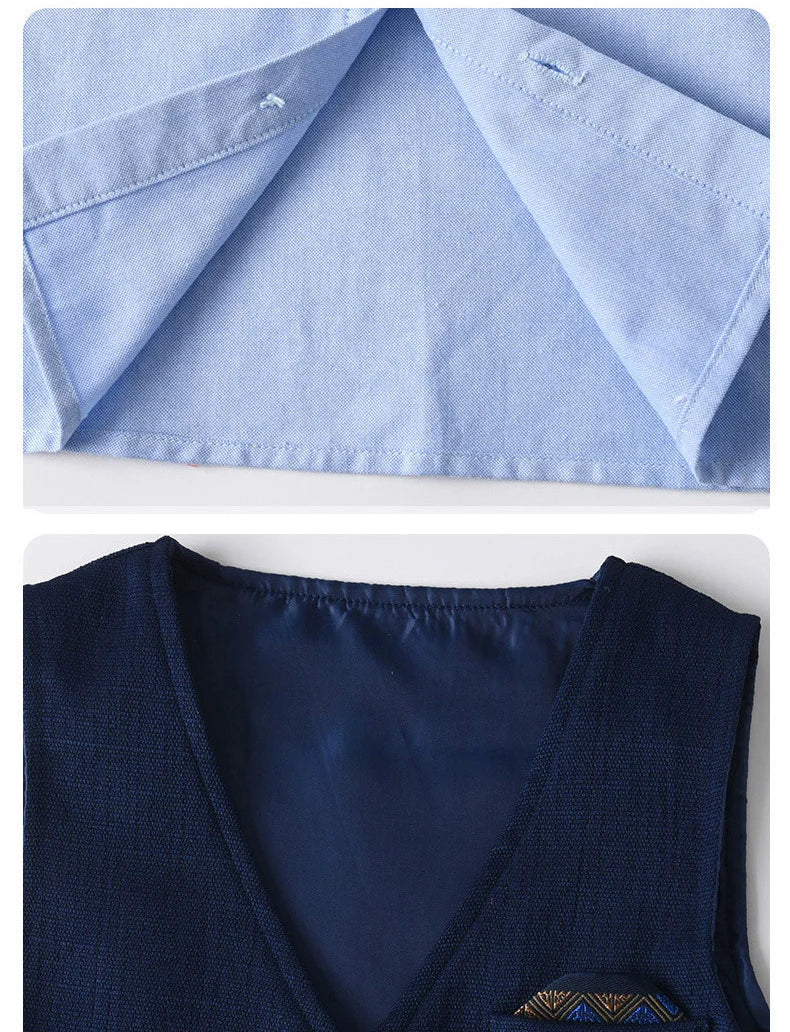 Baby Boys Sage Green Vest Short Sleeve Shirt Bow Tie Shorts 4pcs Clothes Set Kids Wedding Birthday Gentleman Formal Suit Set