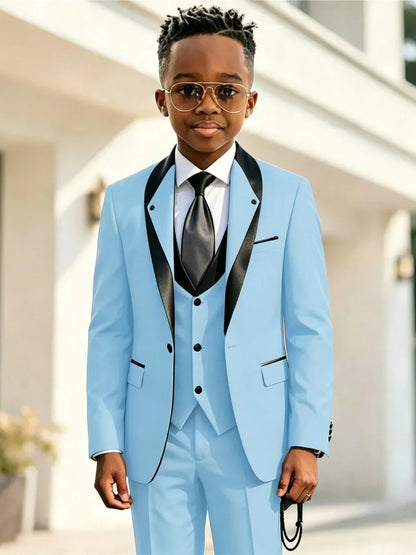 Handsome Boys Slim Fit Suits 3 Pieces Christmas Party Wear High Quality Kids Formal Suit Set Wedding Ring Bearer Outfit 2-20T