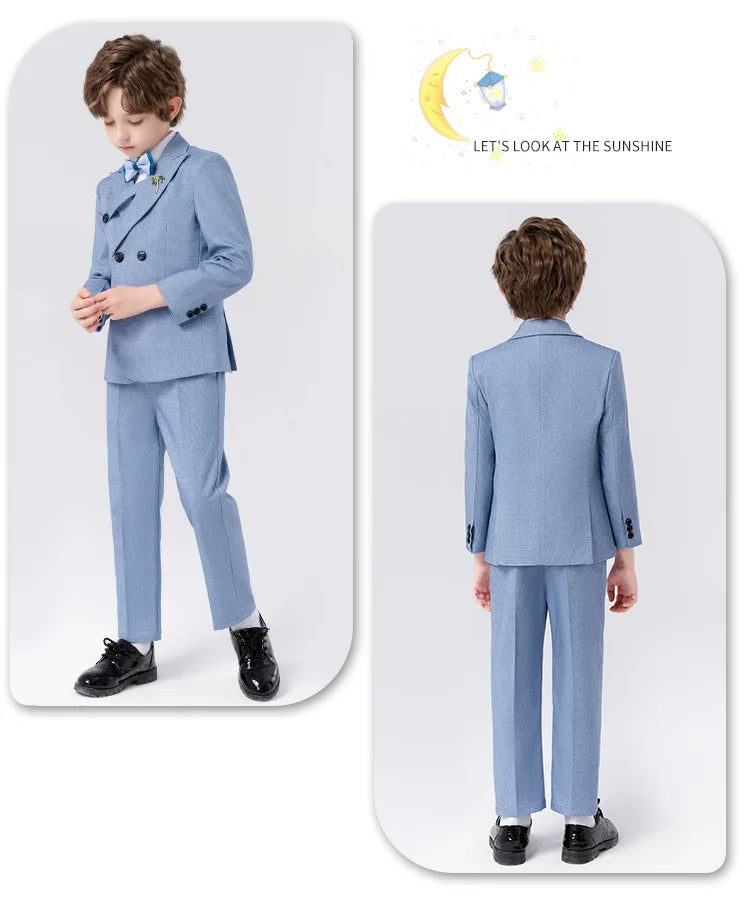 School Kids Piano Host Performance Suit Set Flower Boys Wedding Dress Spring Children's Birthday Party Photography Costume