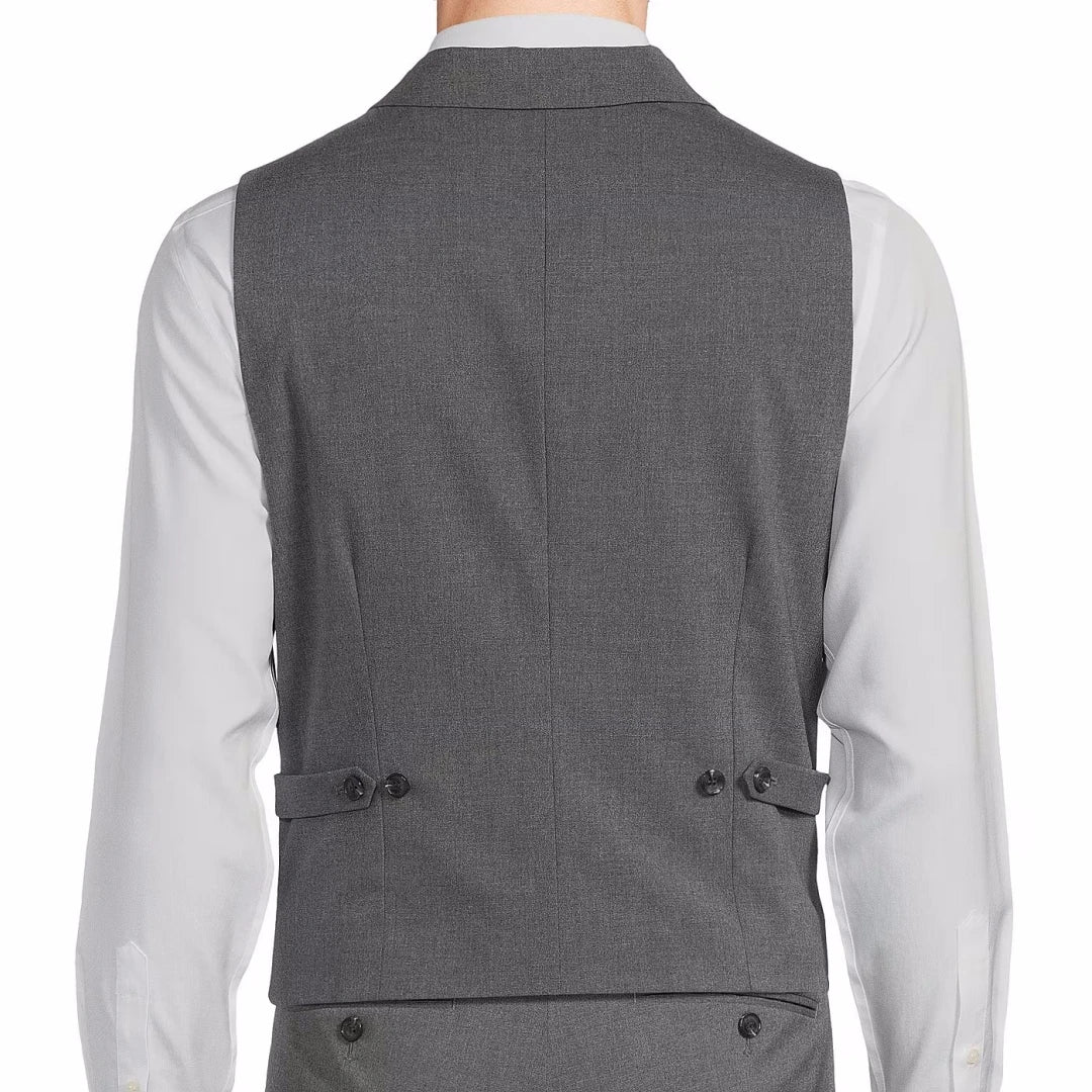 Men's Formal Vest Single Button Lapel Solid Waistcoat for Wedding & Business