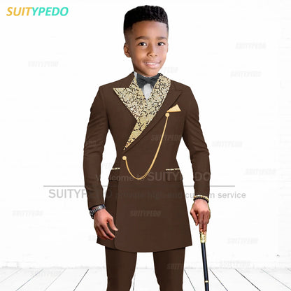 Luxury Boy's Suit Set Homecoming Party Kids Jackets Tailor-made Slim Fit Blazer Pants 2 Pieces Wedding Party Children Tuxedos