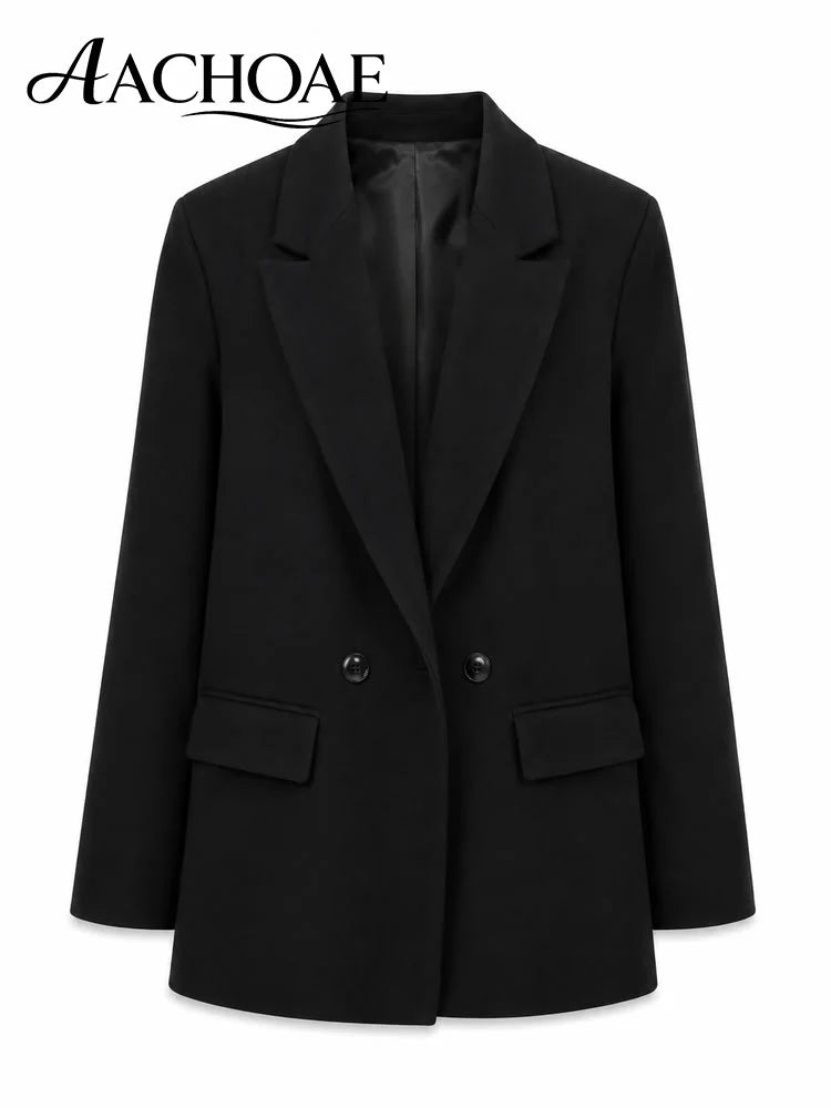 Women Double Breasted Blazer Elegant Office Lady Suit Jacket Oversized Casual Long Sleeve Blazer Spring Autumn Outerwear