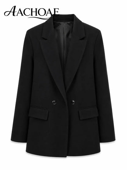 Women Double Breasted Blazer Elegant Office Lady Suit Jacket Oversized Casual Long Sleeve Blazer Spring Autumn Outerwear