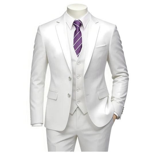 Men's 3 Pieces Suit Elegant Solid Slim Fit Single Breasted Party Blazer Vest Pants Set