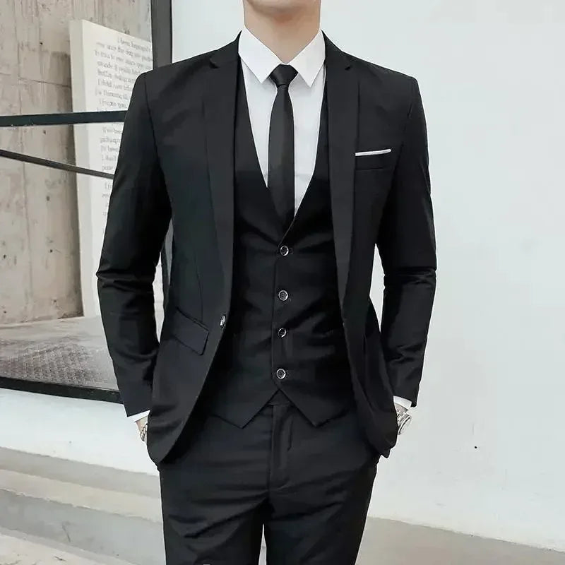 Costume blanc trois pièces pour homme, anti-plis, infroissable, anti-adhérence des poils, costume de travail formel d'affaires, vêtements de travail quatre saisons Dr