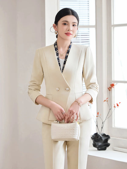 Fashionable professional women's two-piece pant+blazers. Slim fit, elegant  comfortable. 2025 autumn winter new styles