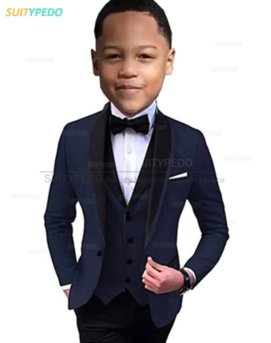 Elegant Lavender Boy's Suit Set Evening Party Classic Children's Clothing Kids Baptism Formal 3 Pieces Custome Blazer Vest Pants