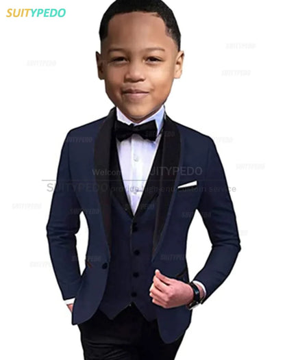 Elegant Lavender Boy's Suit Set Evening Party Classic Children's Clothing Kids Baptism Formal 3 Pieces Custome Blazer Vest Pants