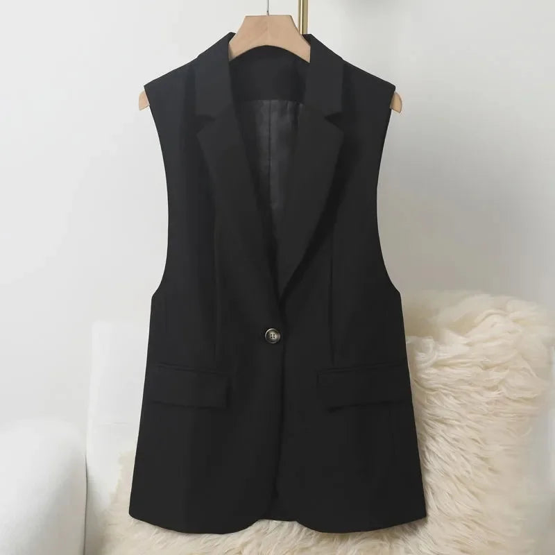 New Fashion Suit Vest Women's Waistcoat Spring Autumn Casual Vests Coats Suit Jacket Sleeveless Women's Blazer Vests Coats