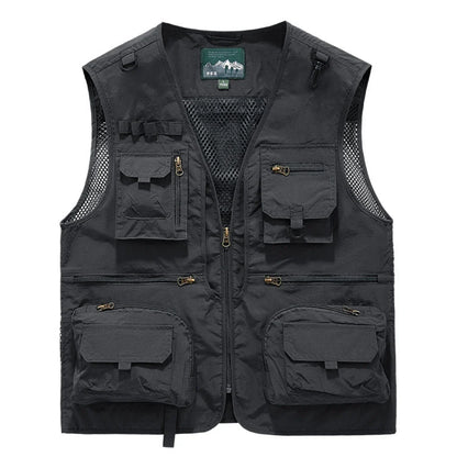 Men's Tactical Vest – Formal Workwear Sleeveless Waistcoat for Men – Multi-Pocket, All Seasons