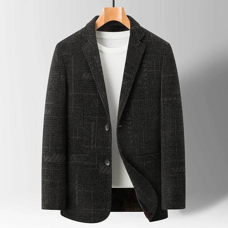 2025 Men's Casual Business Suit Coat with Fur High-Quality Fashionable Stylish Versatile Outerwear for Men