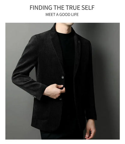Men's High-Quality Corduroy Coat Autumn Winter Thick Velvet Casual Suit Jacket Handsome Ruffian Business Top Trend