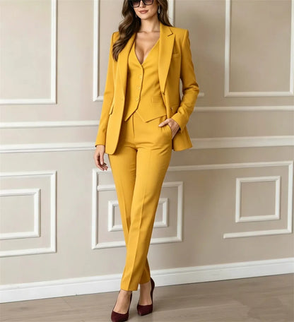 New Women's Burgundy Suits 3 Pcs Slim Fit Workwear Business Party Pantsuit Wedding Guest Outfit (Jacket+Vest+Pants) Tailor Made
