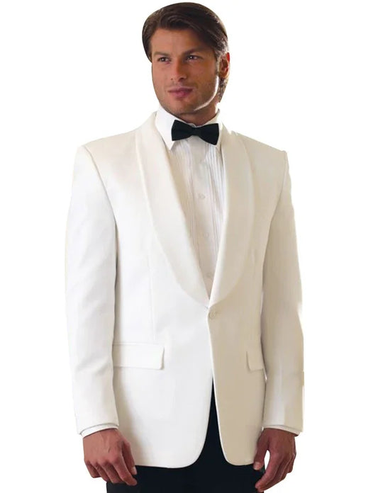 2-Piece Ivory Men's Slim Fit Tuxedo Suit with Shawl Lapel for Wedding & Formal Occasions