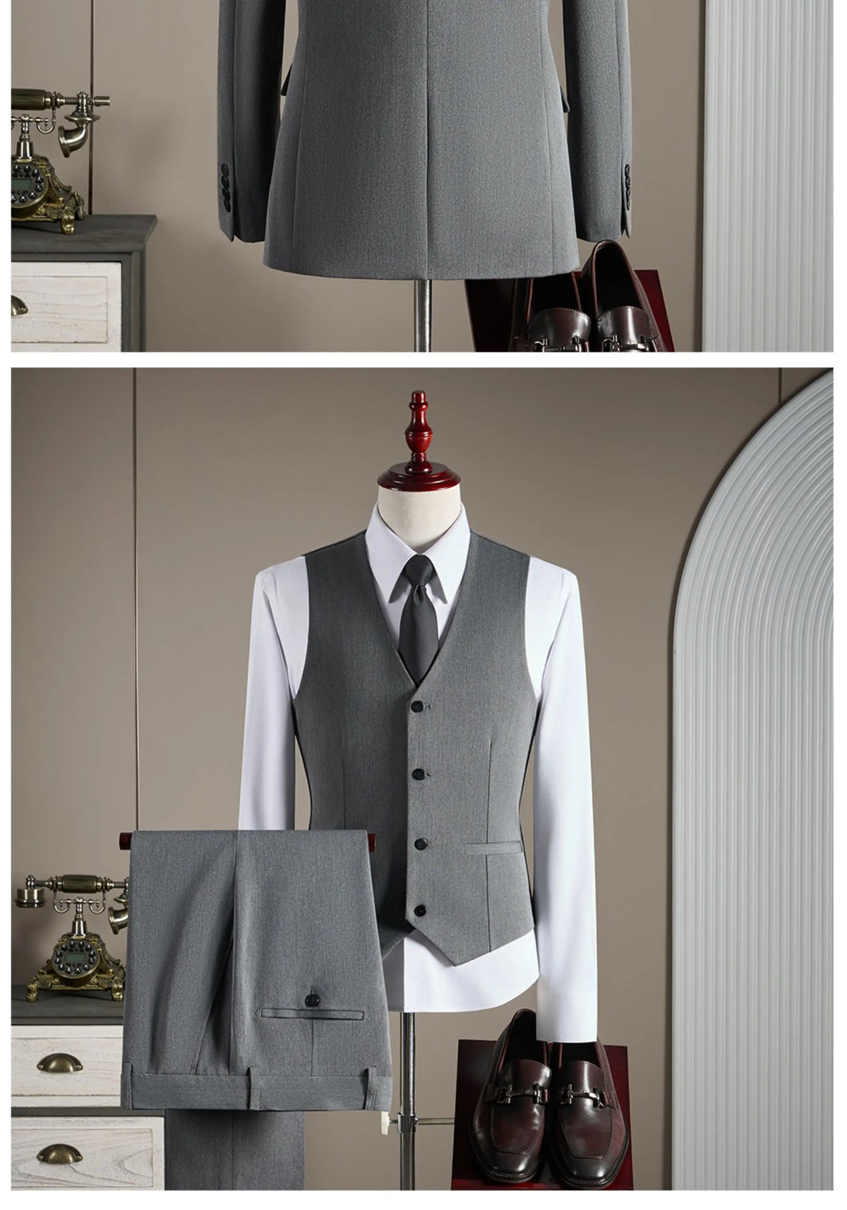 High-quality, fashionable, stylish, versatile and trendy business casual one-button suit set, three-piece set, groom's dress sui