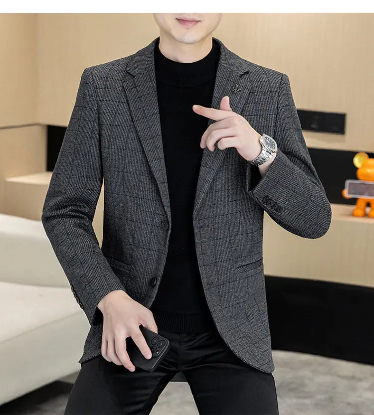 Men's Single Breasted Blazer Smart Casual Autumn Jacket
