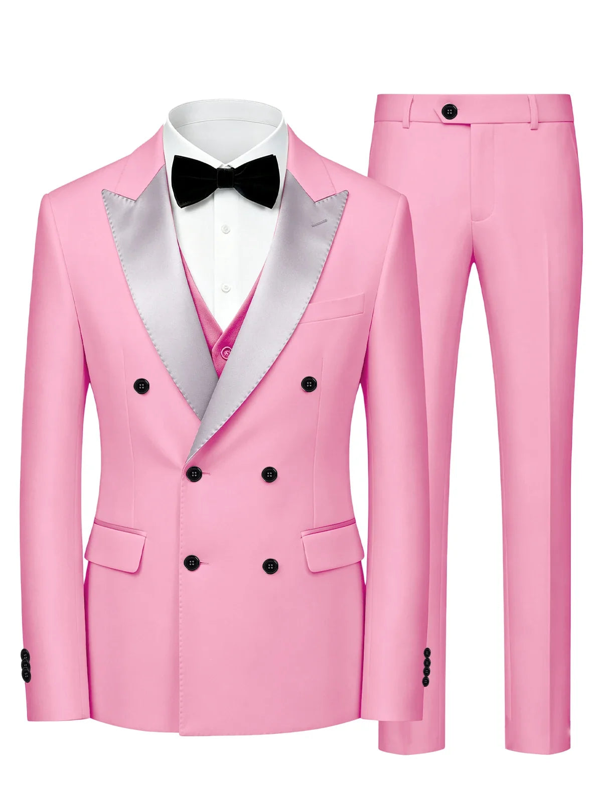 Men's Double Breasted 3 Piece Suit – Slim Fit Tuxedo Set for Weddings & Formal Events