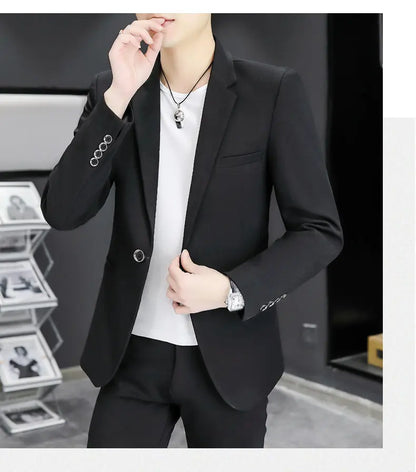 Blazer Men's Fashion Business Gentleman Groom Professional Gentleman Form-fitting Versatile Casual Formal Wear High-end Blazer