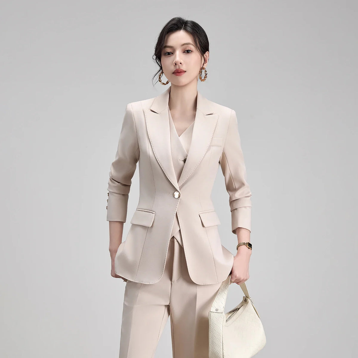 Autumn New Elegant Chic Business Formal Outfit for Women Long Sleeve Blazer and Pants Two Piece Matching Sets Trousers Suit