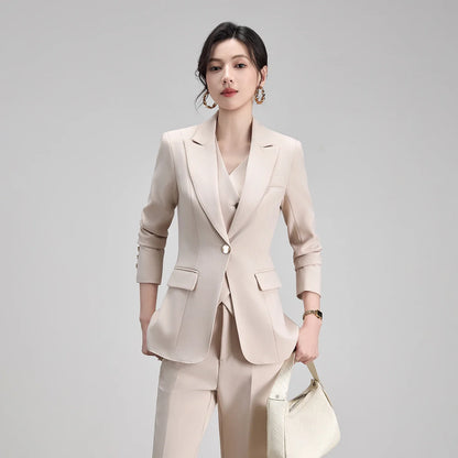 Autumn New Elegant Chic Business Formal Outfit for Women Long Sleeve Blazer and Pants Two Piece Matching Sets Trousers Suit