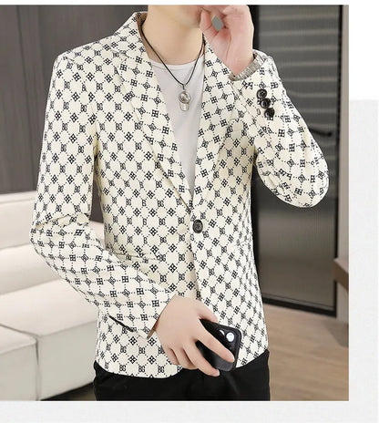 Blazer Men's Fashion Outdoor Travel Gentleman Wedding Slimming Business Versatile Letter Youth Casual Korean Formal Wear Blazer