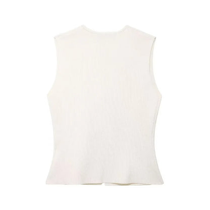 Womens Vest Sleeveless Knit Vest Women Outerwears Autumn Cropped Black Blue Vest Woman Elegant Off White Red Sweater Vests