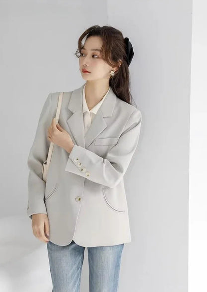 Women's 2025 New Korean Petite Niche Design Solid Slim Fit Blazer High Quality Slimming Minimalist Work Spring Autumn