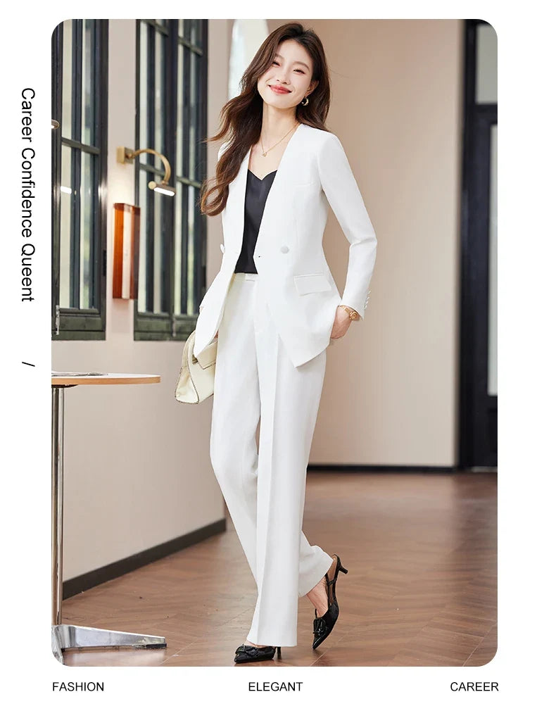 Fashionable business women's suit, high-quality two-piece pants + blazer. Unique temperament, comfortable and stylish