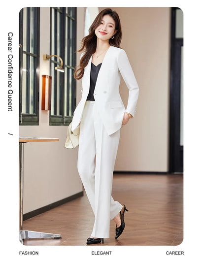 Fashionable business women's suit, high-quality two-piece pants + blazer. Unique temperament, comfortable and stylish