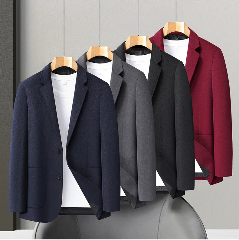 Spring/Summer new men's high-end wool suit jacket - stylish and form-fitting suit top, suitable for home and daily wear.