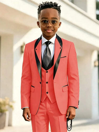Handsome Boys Slim Fit Suits 3 Pieces Christmas Party Wear High Quality Kids Formal Suit Set Wedding Ring Bearer Outfit 2-20T