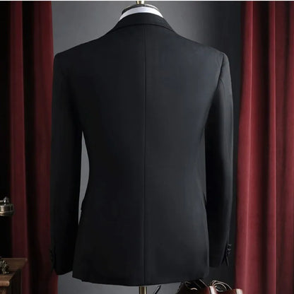 Man Suit Coat Double-breasted Long Sleeve Men Outerwear Slim Simple Solid Long Sleeve Comfortable Wedding Business Male Blazer