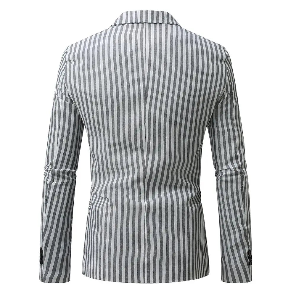 Striped Blazer Jacket Man Suits Luxury Sacos Hombres Elegantes 2025 Coats Men Casual Single Button Social Business Blazers Coats
