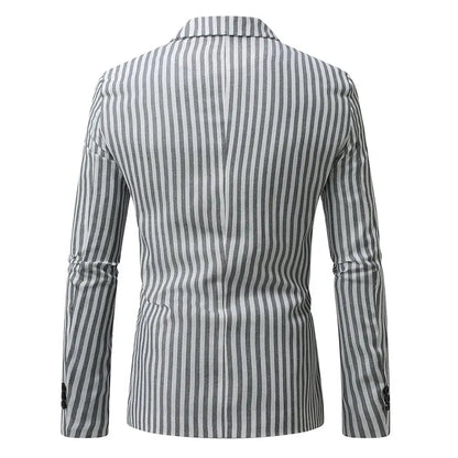 Striped Blazer Jacket Man Suits Luxury Sacos Hombres Elegantes 2025 Coats Men Casual Single Button Social Business Blazers Coats