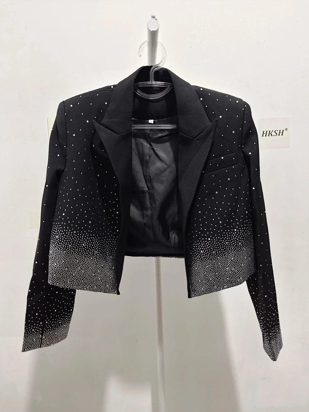 Spring Autumn New Women Niche Design Streetwear Stylish Blazer Fashion Decorated Diamonds Versatile Slimming Jackets HK9494