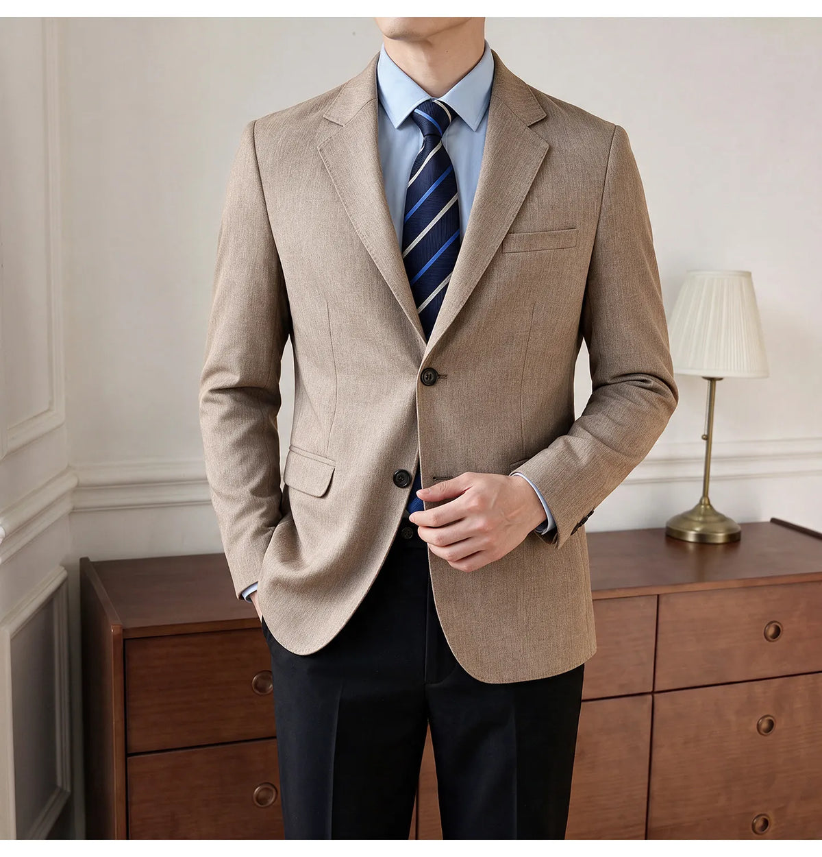Men's Blazer Retro Texture Smart Casual Suit Lightweight Business Commuter Jacket
