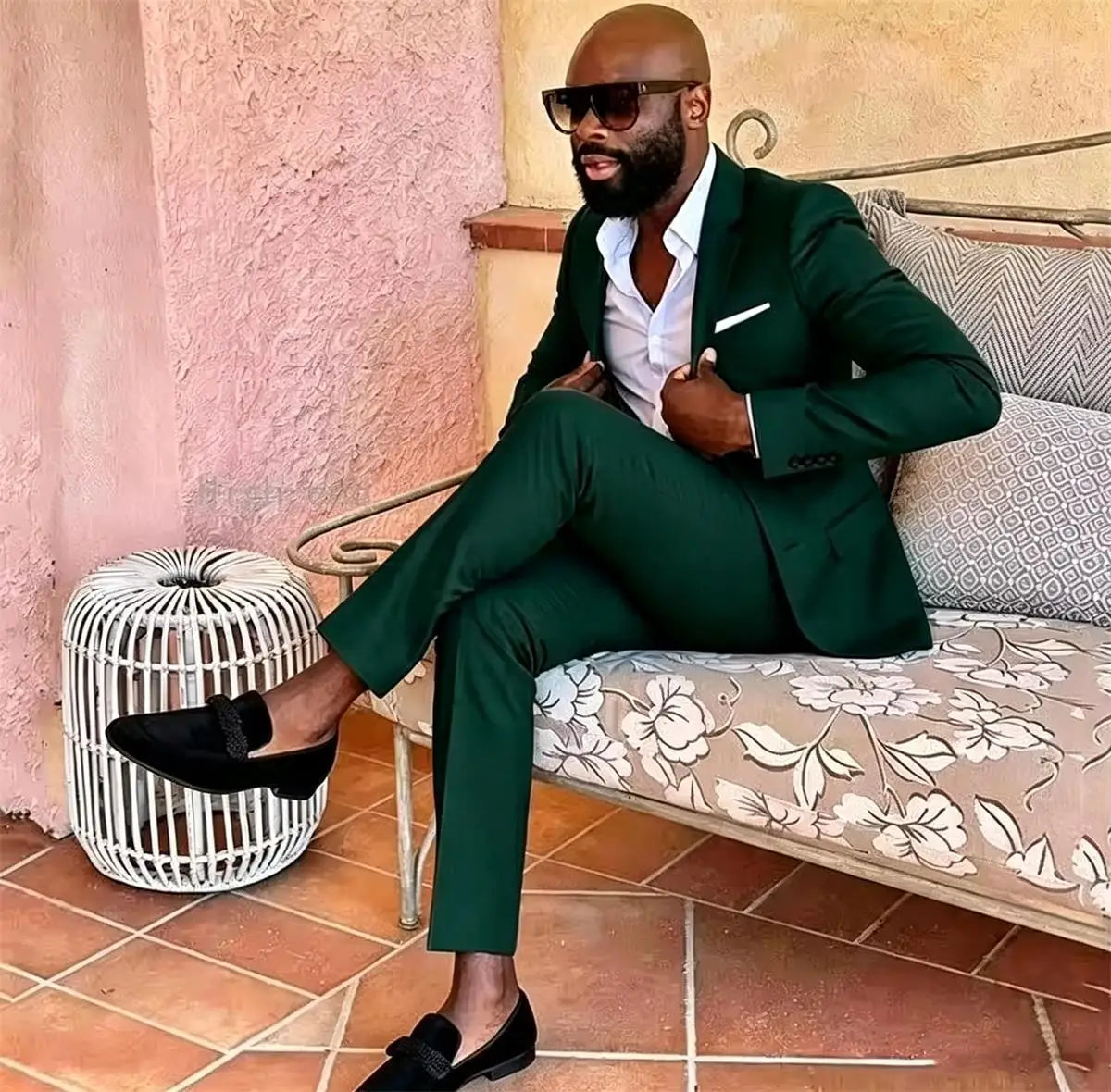 Summer Men's Linen Blend Suit 2 Pieces Slim Fit Casual Lightweight Jacket Pant Set for Party Business Wedding Prom Daily Wear