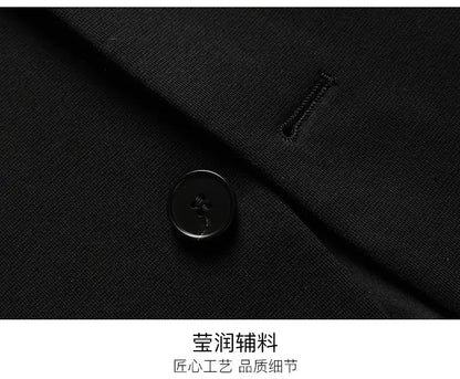 Blazer Men Smart Casual Stand Collar Korean Style Black Business Coat