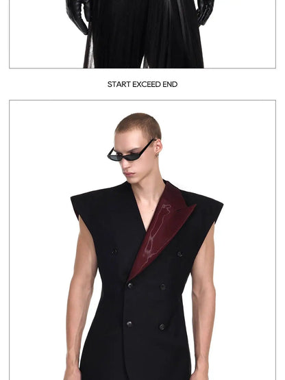 Fashion Original Personalized High Quality Sleeveless Vest Coat Men 2025 New Double Breasted Street Male Waistcoat JY4030