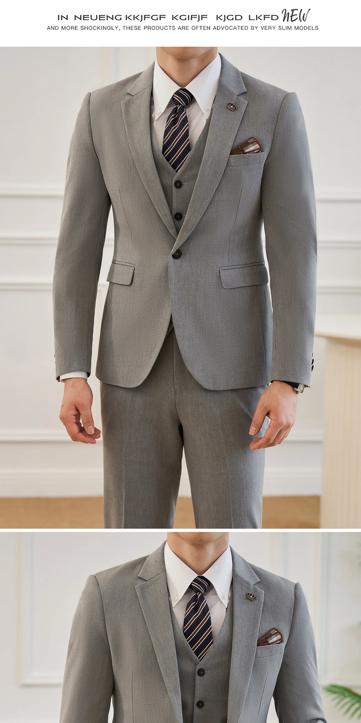 High Quality Elegant Single-Breasted Men Suit Fashion ltalian Style Slim High-end Business Groom Wedding Party Tuxedo 3/2 Pieces