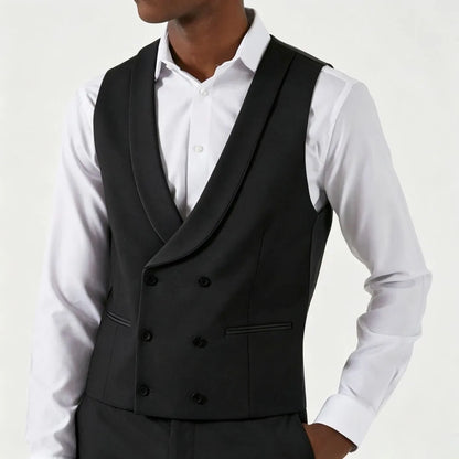 Men's Formal Vest – Double Breasted Lapel Waistcoat for Weddings & Business