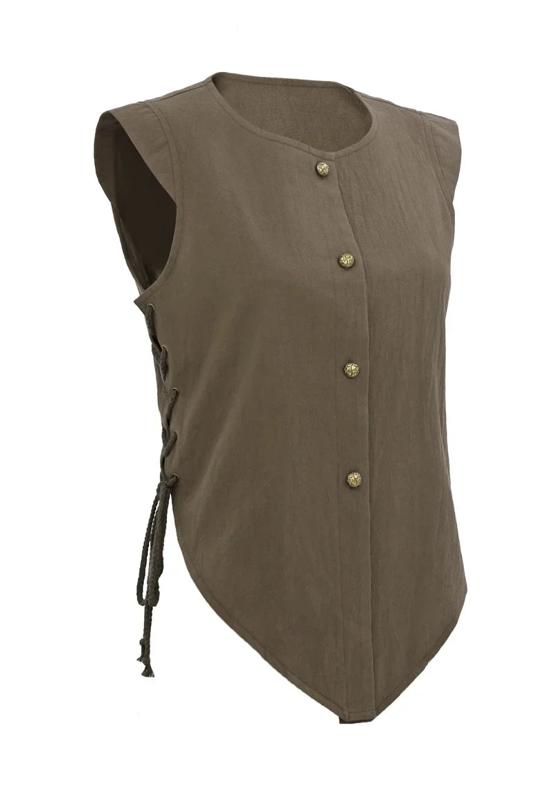 Women Pirate Vest Medieval Costumes Adult Halloween Renaissance Vest Black Bard Vest Top Bodice
